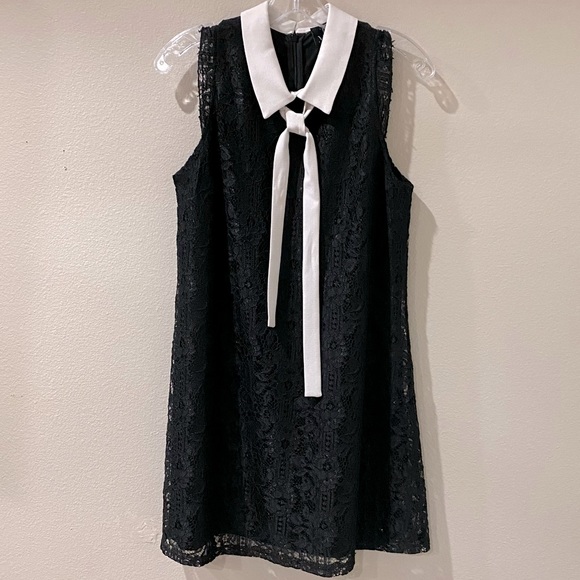 🎉The Moon Size M Black A-Line Lace Overlay Dress w White Collar and White Ties - Picture 1 of 12